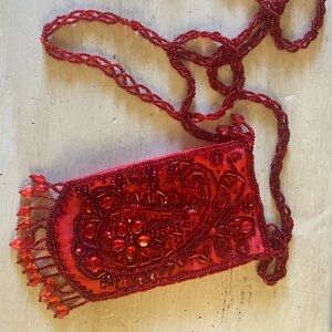 Vintage Red Beaded Purse
